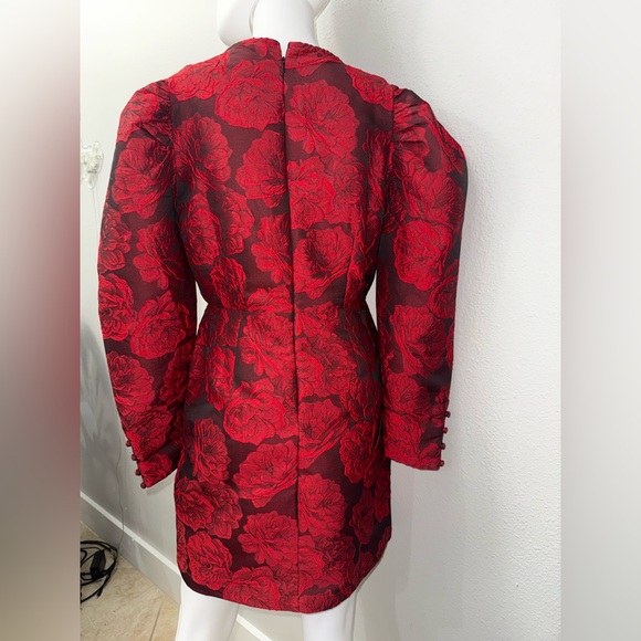 Dorothy Perkins Red Satin Jacquard Wrap Mini Dress NWT size 8 - Picture 5 of 6